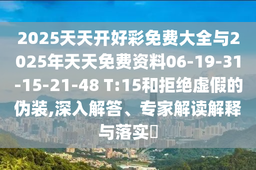 2025天天開好彩免費大全與2025年天天免費資料06-19-31-15-21-48 T:15和拒絕虛假的偽裝,深入解答、專家解讀解釋與落實?